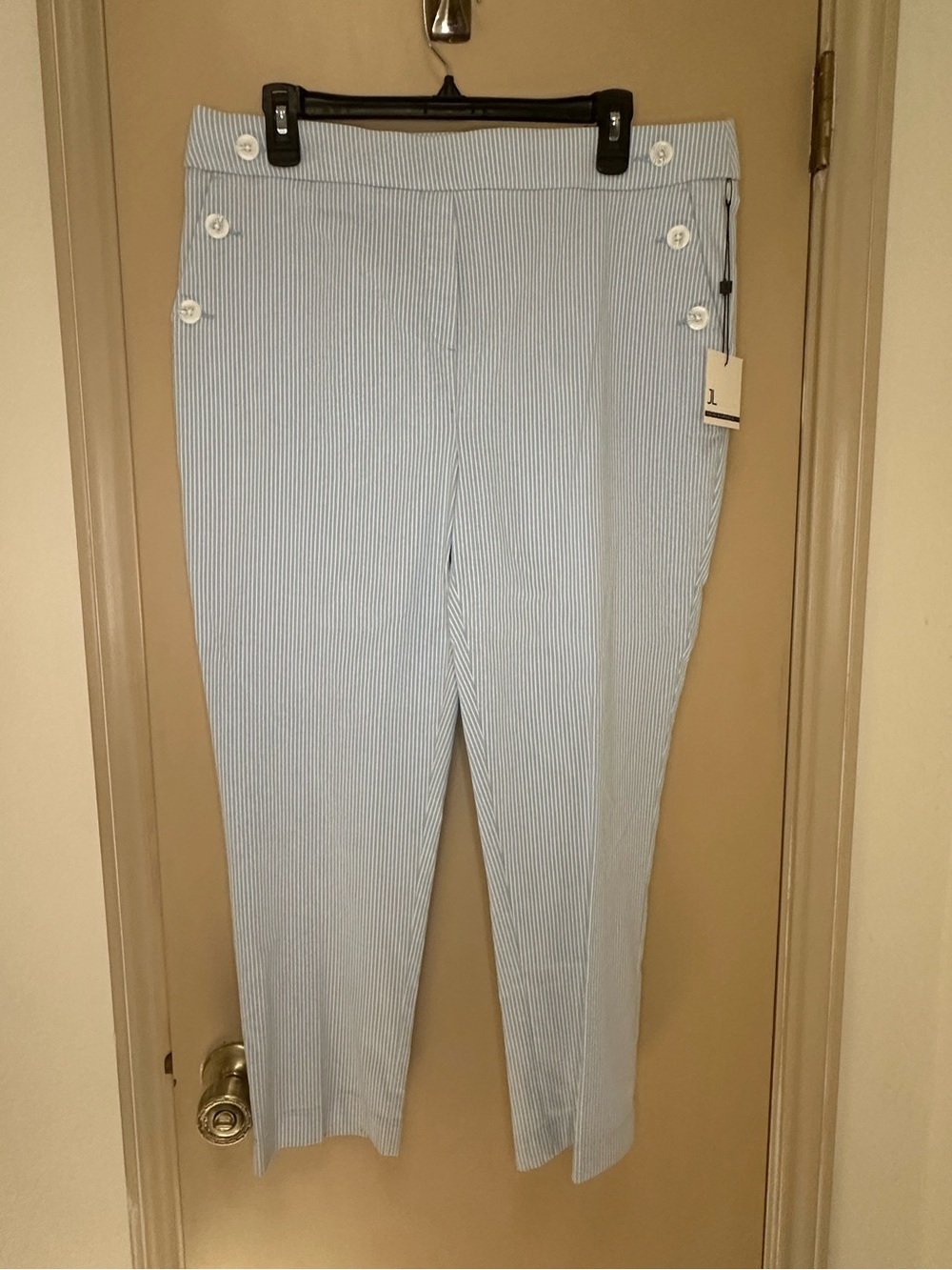 Jules & Leopold Light Blue and White Pinstripe Pants
